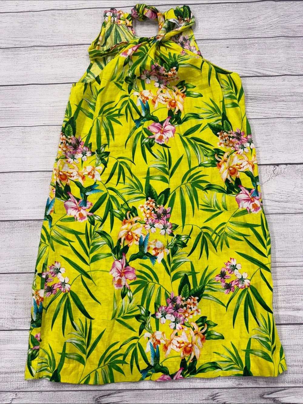 Tommy Bahama Tropical Halter Dress Women's Medium Yellow Floral Resort Sundress - Picture 1 of 4